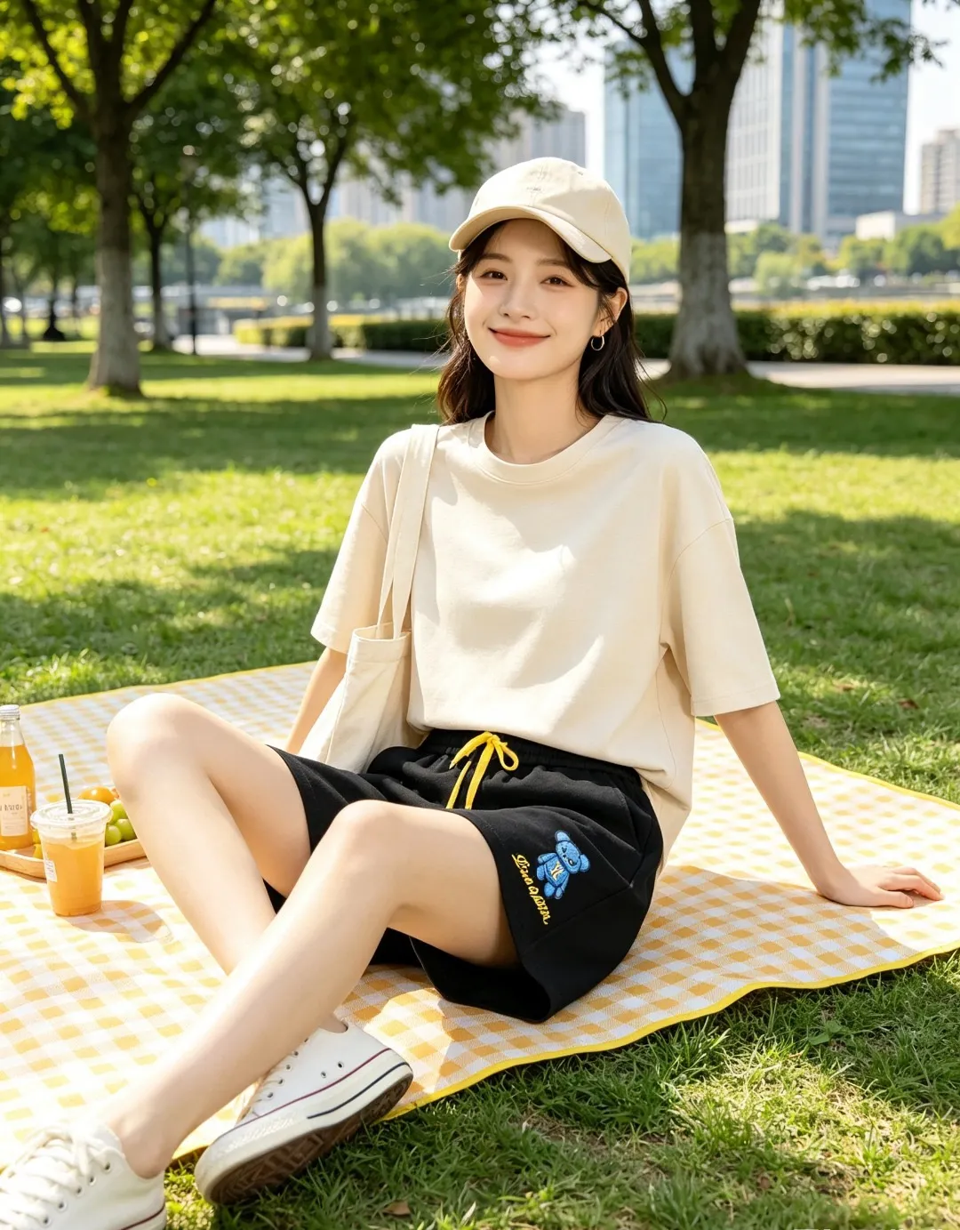 Louis Vuitton/Louis Vuitton 26ss towel patch bear shorts